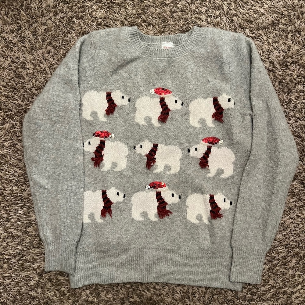 Holiday Time Gray Sweater with Polar Bears